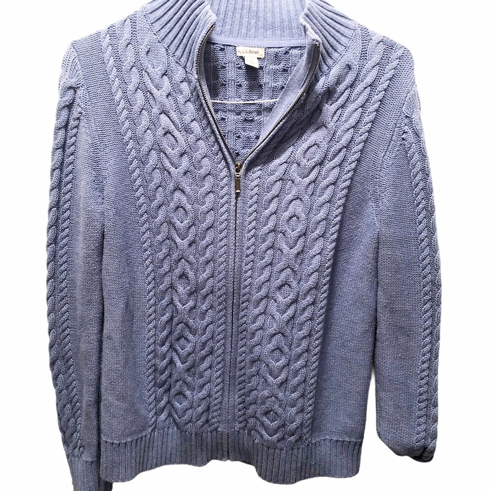 LL Bean Cable Knit Full Zip Sweater Jacket